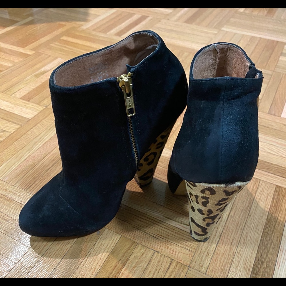 Aldo Ankle Booties Black Suede/Cheetah Print Heel